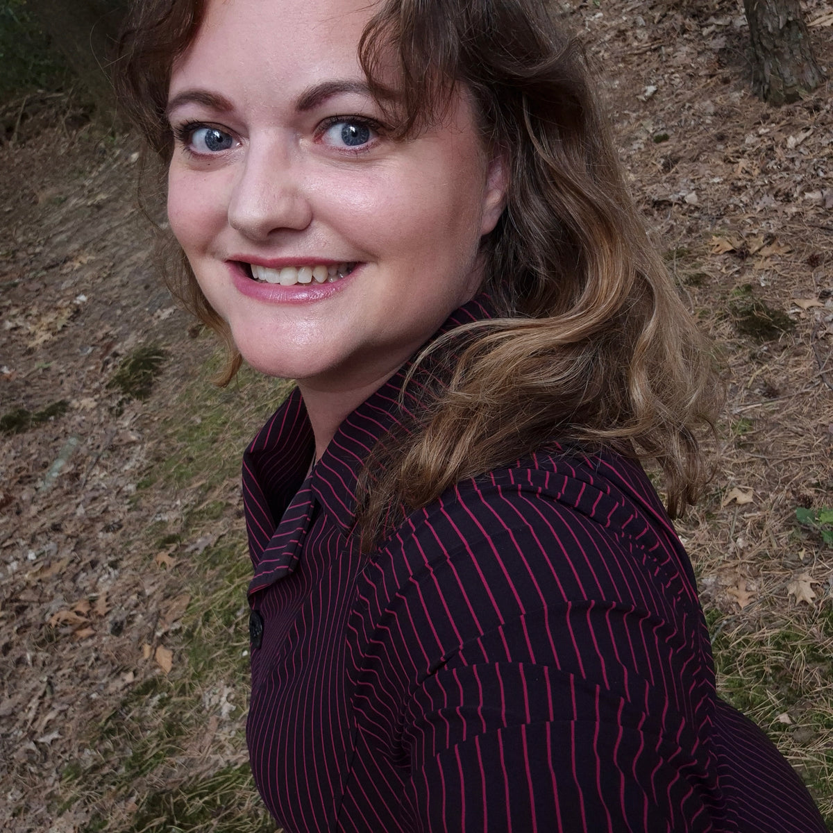 Studio Anneloes Lange Travelstof Blouse / Tuniek – Donkerpaars met Pinstripe