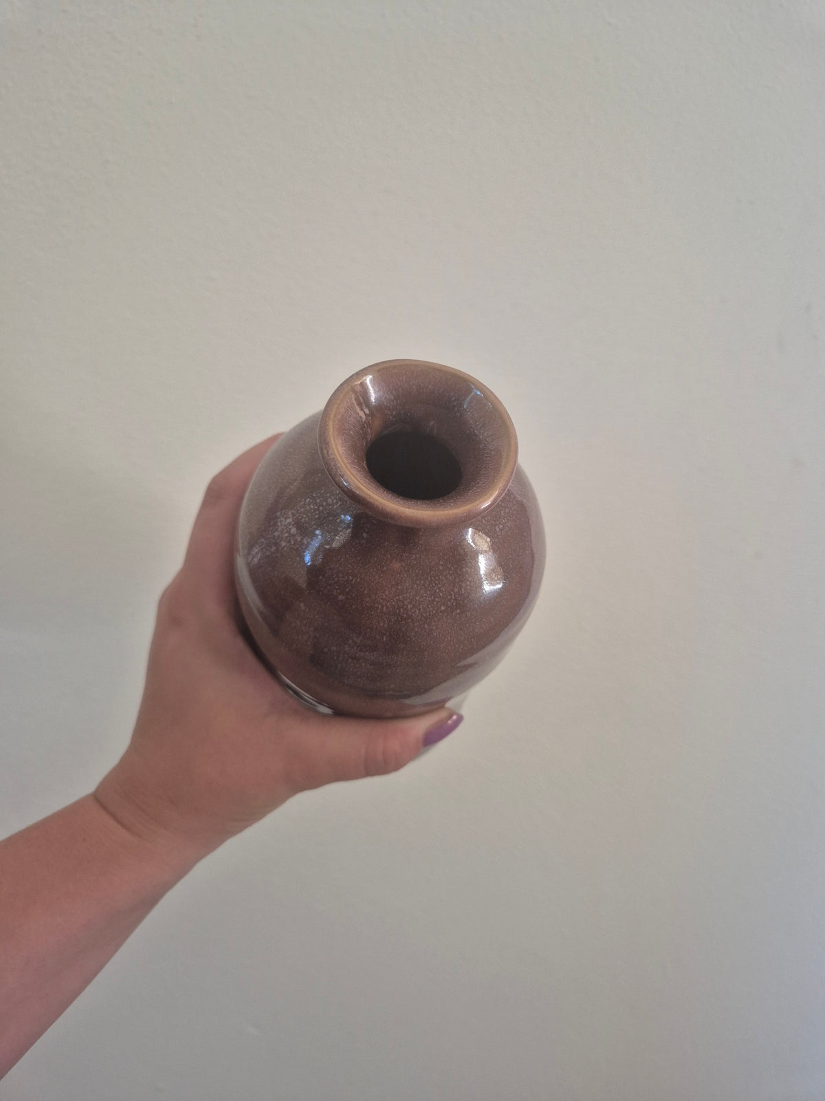 Handgemaakte Keramische Vaas – Bohemian Paars/Bruin