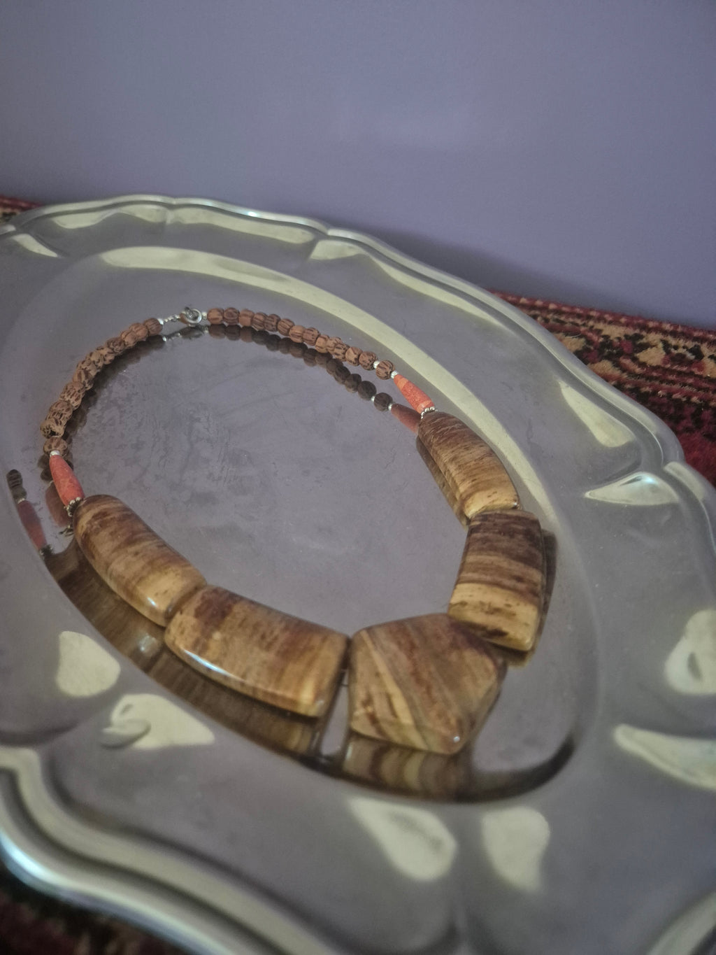 Boho Chic Houten Kraagketting – Vintage Chunky Statement Sieraad