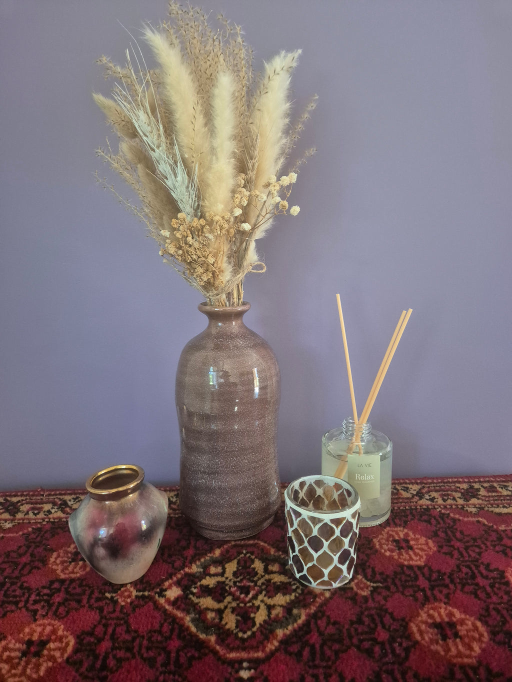 Handgemaakte Keramische Vaas – Bohemian Paars/Bruin